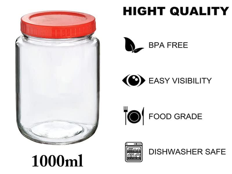 Brezzycloud Piraml Glass Round Shape Transparent Glass Jars & Containers For Kitchen Pantry, Snacks, Dry Fruits, Coffee Beans St